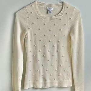 $250 Worth Barneys New York 100% Cashmere Crewneck Ivory Sweater Size XS